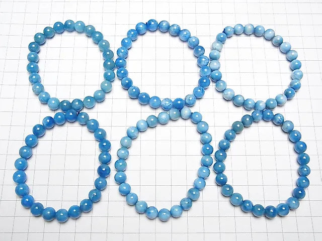 マダガスカル産ブルーアパタイトAA+ ラウンド8mm 1連(ブレス)