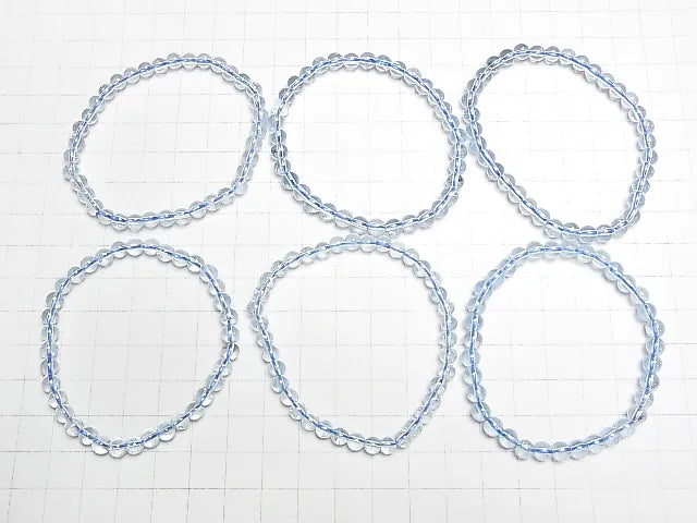 宝石質スカイブルートパーズAA++ ラウンド5mm 1連(ブレス)