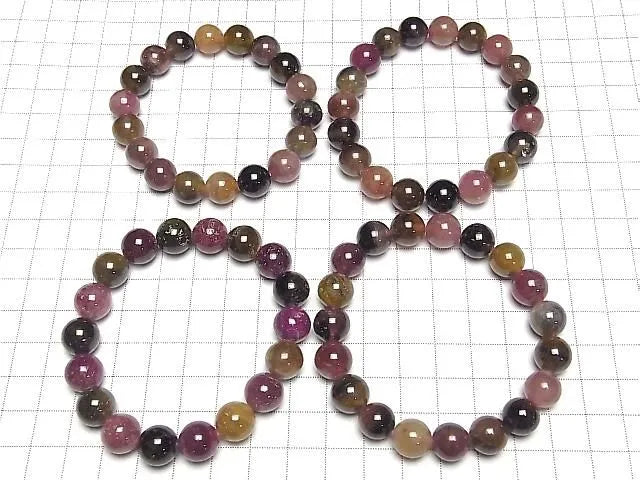 マルチカラートルマリンAA+ ラウンド10.5~11mm 1連(ブレス)