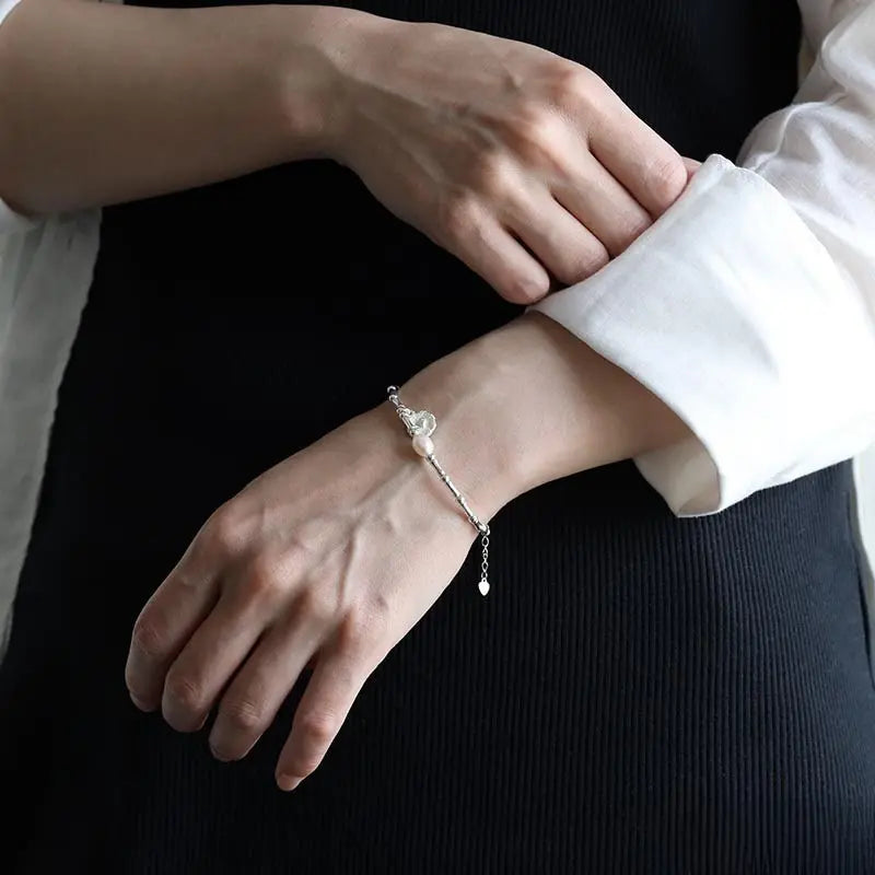 S925 パールブレスレット ハートマーク