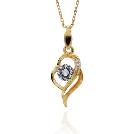 S925 ツイスト ハート ネックレス 金