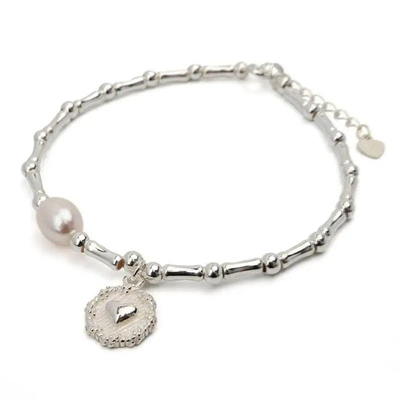 S925 パールブレスレット ハートマーク