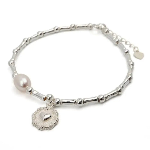 S925 パールブレスレット ハートマーク