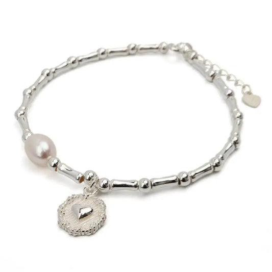 S925 パールブレスレット ハートマーク