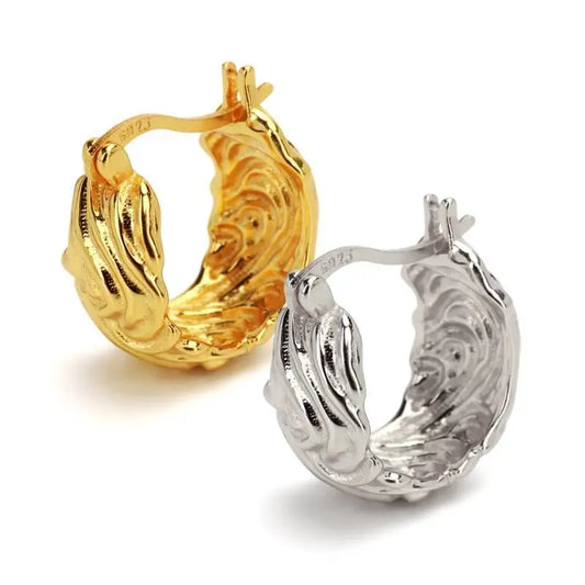 シルバー925 フープピアス 波 2カラー