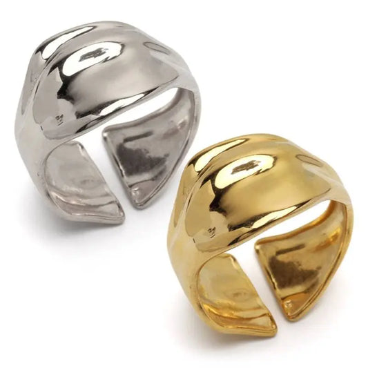 大ぶり ゆがみリング 2色