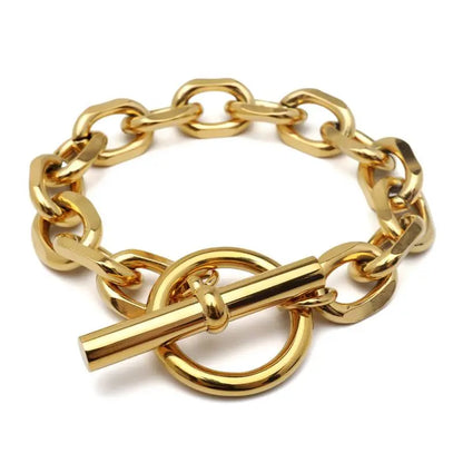 ステンレス ごつめの小豆チェーンを採用したマンテルブレスレット。2サイズ