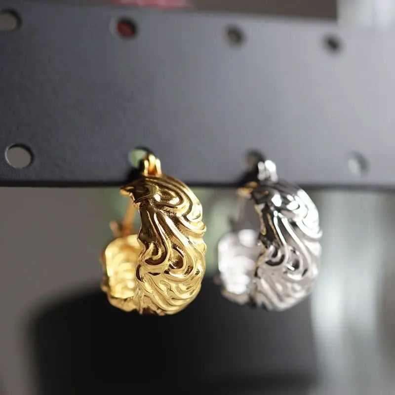 シルバー925 フープピアス 波 2カラー