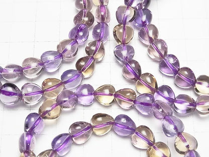 宝石質アメジスト×シトリンAAA- ハートシェイプ8×8×6mm 1連(ブレス)