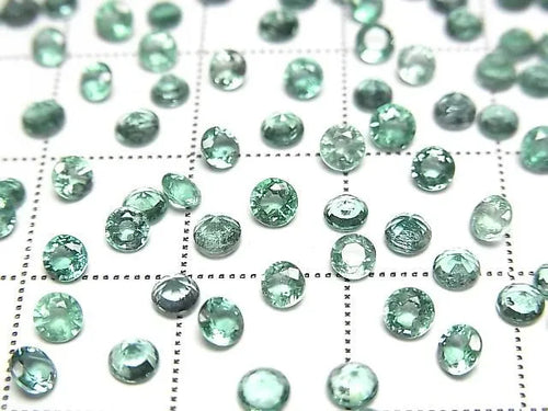 宝石質エメラルドAAA- ルース ラウンドファセットカット3×3mm 2粒