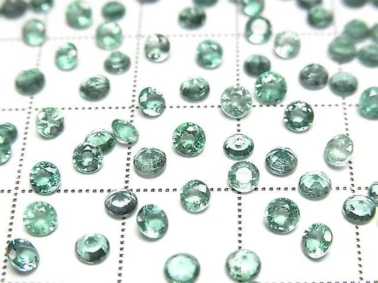 宝石質エメラルドAAA- ルース ラウンドファセットカット3×3mm 2粒