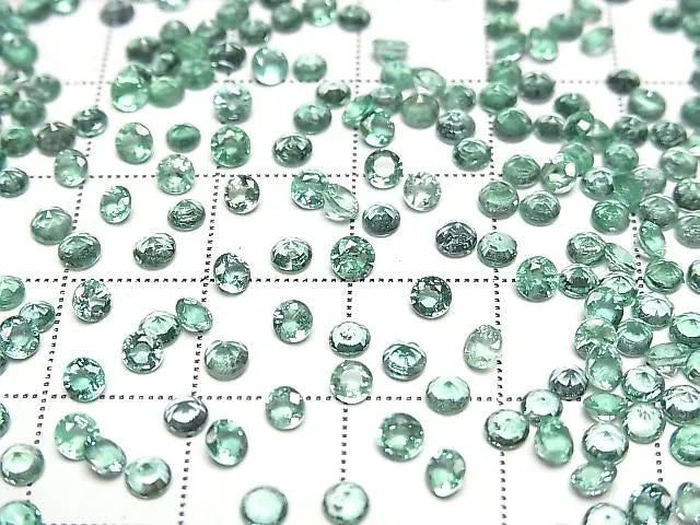 宝石質エメラルドAAA- ルース ラウンドファセットカット3×3mm 2粒