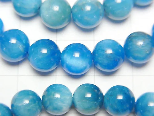 マダガスカル産ブルーアパタイトAAA- ラウンド8mm 1連(ブレス）