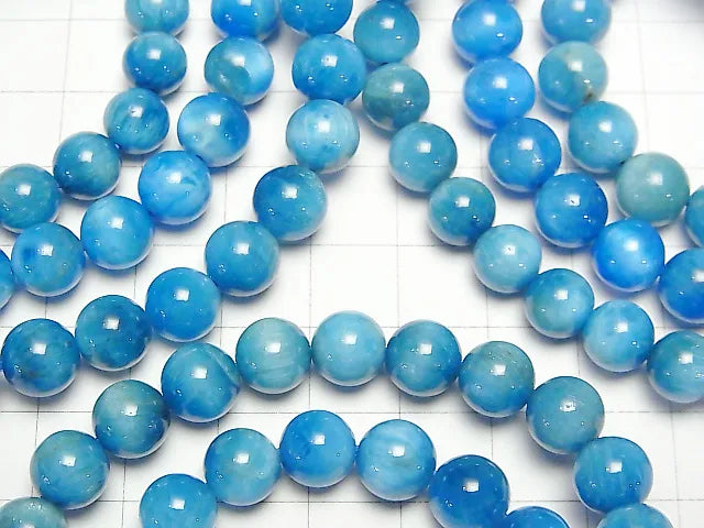 マダガスカル産ブルーアパタイトAAA- ラウンド8mm 1連(ブレス）