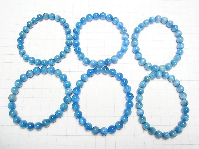 マダガスカル産ブルーアパタイトAAA- ラウンド8mm 1連(ブレス）