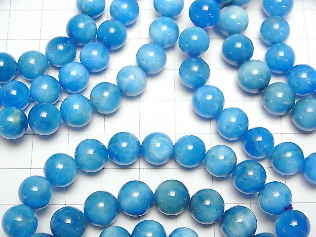 マダガスカル産ブルーアパタイトAA++ ラウンド9mm 1連(ブレス）