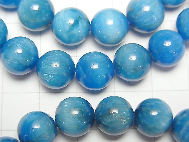 マダガスカル産ブルーアパタイトAAA- ラウンド10mm 1連(ブレス）