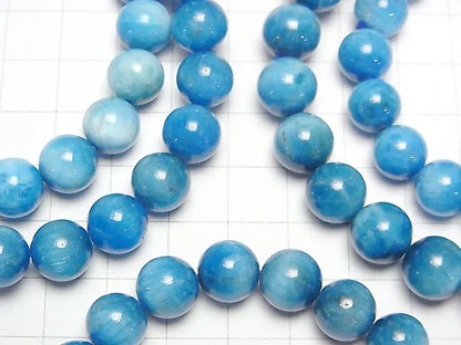 マダガスカル産ブルーアパタイトAAA- ラウンド10mm 1連(ブレス）