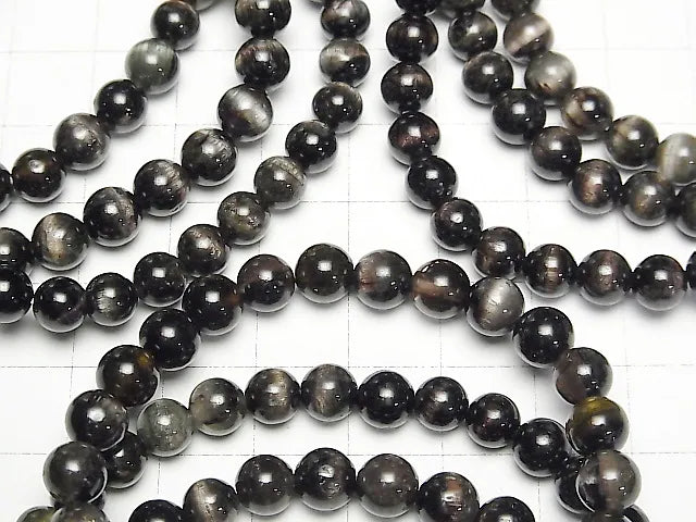 トルマリンキャッツアイ ラウンド6mm 1連(ブレス)