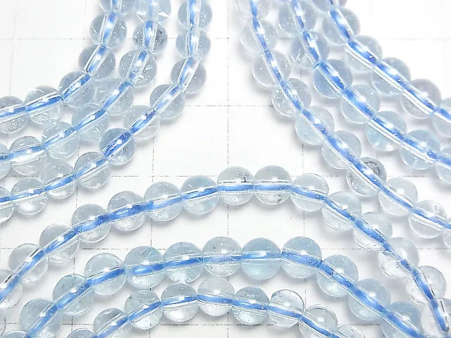 宝石質スカイブルートパーズAA++ ラウンド5mm 1連(ブレス)