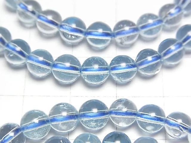 宝石質スカイブルートパーズAAA ラウンド6mm 1連(ブレス)