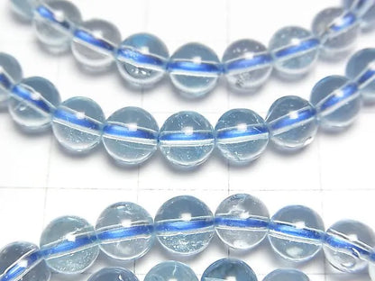 宝石質スカイブルートパーズAAA ラウンド6mm 1連(ブレス)