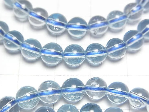 宝石質スカイブルートパーズAAA ラウンド6mm 1連(ブレス)