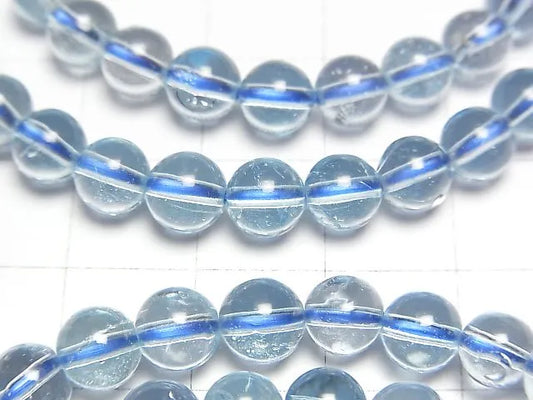 宝石質スカイブルートパーズAAA ラウンド6mm 1連(ブレス)