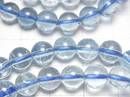 宝石質スカイブルートパーズAAA ラウンド7mm 1連(ブレス)