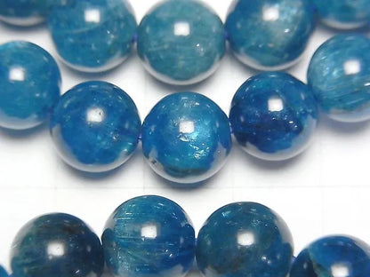 マダガスカル産ブルーアパタイトAA++ ラウンド10mm 1連(ブレス）