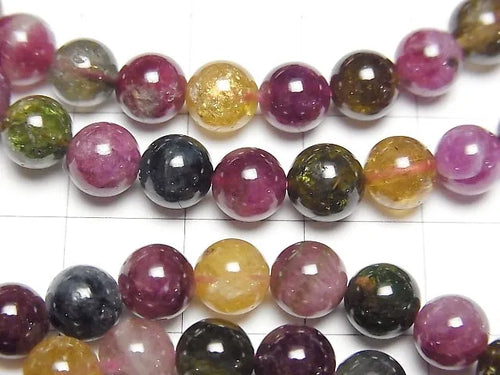 マルチカラートルマリンAA++ ラウンド6mm 1連(ブレス)