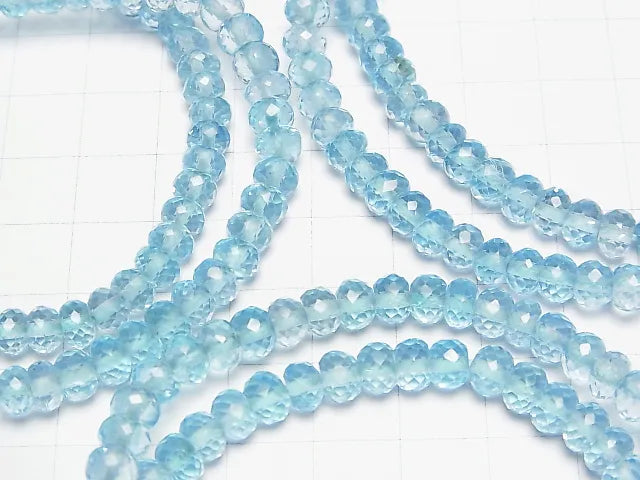 宝石質スカイブルートパーズAAA ボタンカット6×6×4mm 1連(ブレス)