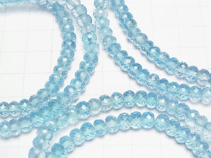 宝石質スカイブルートパーズAAA ボタンカット6×6×4mm 1連(ブレス)