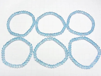 宝石質スカイブルートパーズAAA ボタンカット6×6×4mm 1連(ブレス)