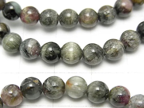 グリーントルマリンキャッツアイ ラウンド6mm 1連(ブレス)