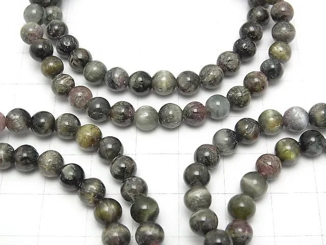 グリーントルマリンキャッツアイ ラウンド6mm 1連(ブレス)