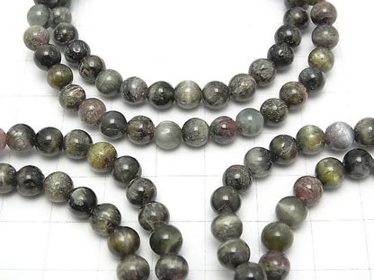 グリーントルマリンキャッツアイ ラウンド6mm 1連(ブレス)