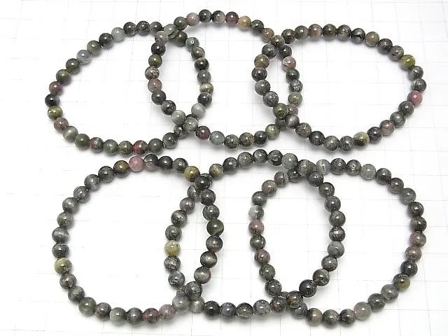 グリーントルマリンキャッツアイ ラウンド6mm 1連(ブレス)