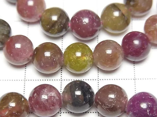 マルチカラートルマリンAA+ ラウンド9~9.5mm 1連(ブレス)