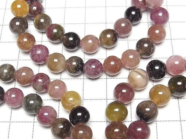 マルチカラートルマリンAA+ ラウンド9~9.5mm 1連(ブレス)