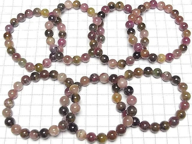 マルチカラートルマリンAA+ ラウンド9~9.5mm 1連(ブレス)