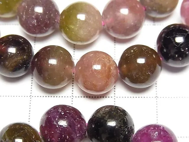 マルチカラートルマリンAA+ ラウンド10.5~11mm 1連(ブレス)
