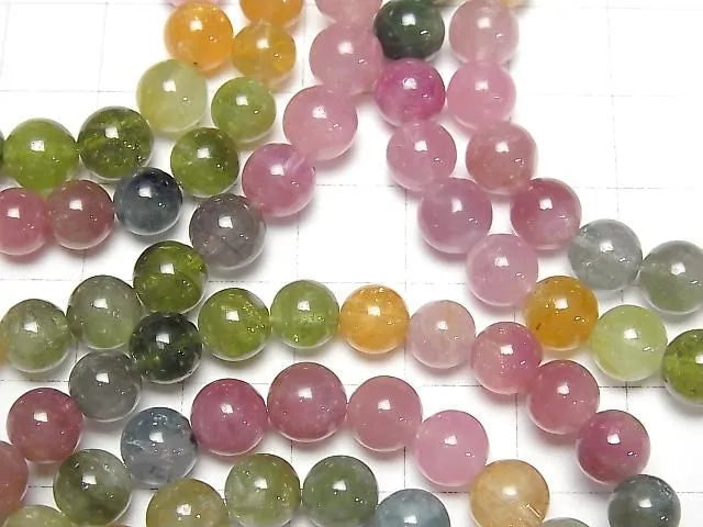 マルチカラートルマリンAAA- ラウンド6.5~7.5mm 1連(ブレス)