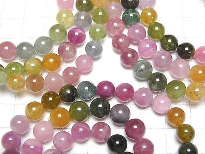 マルチカラートルマリンAAA- ラウンド7.5~8.5mm 1連(ブレス)