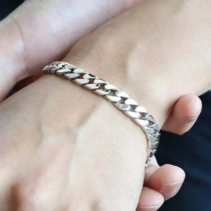 シルバー925 なめらかな喜平チェーンブレスレット 幅8mm