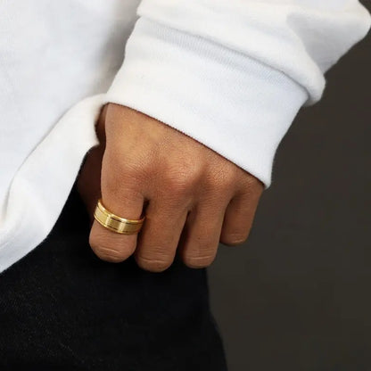 タングステン ラインリング ゴールド