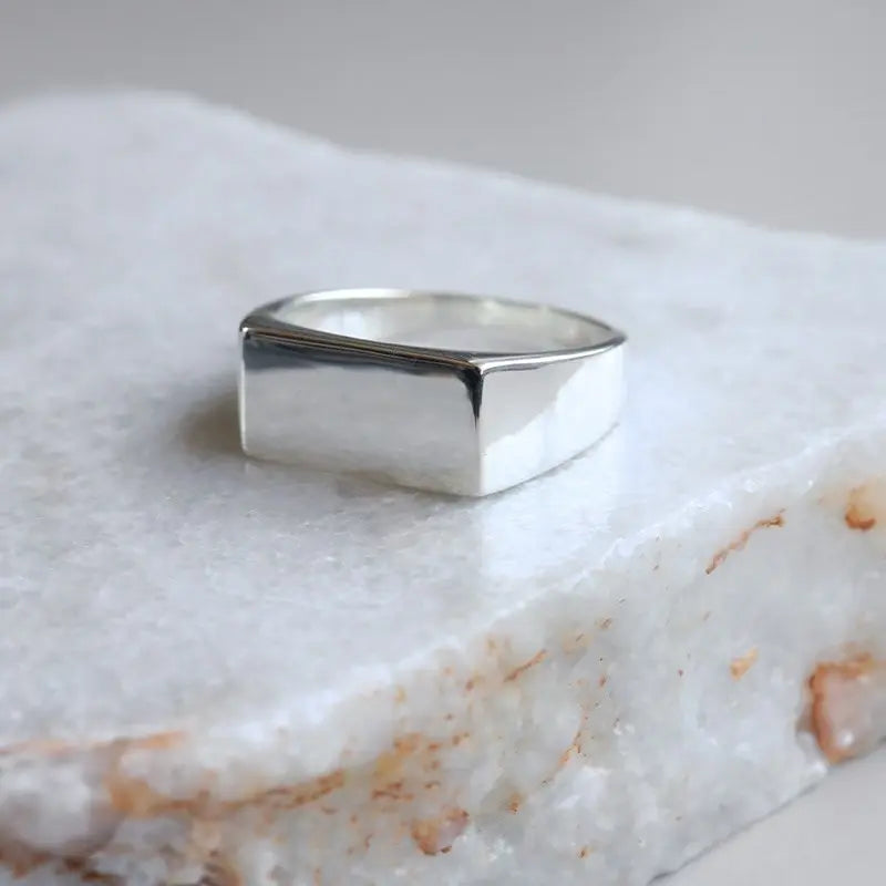 シルバー925 細みだから合わせやすい印台リング 8mmタイプ