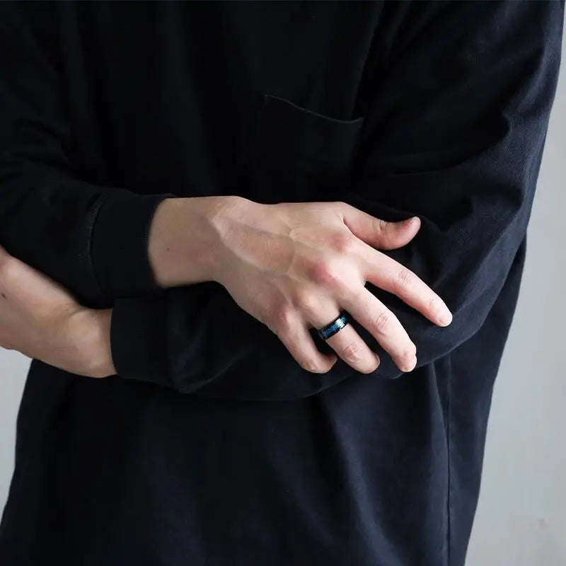 タングステン 鮮やかなブルーグリッターリング