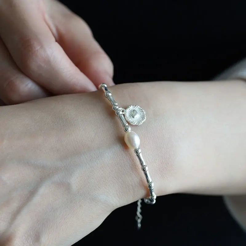 S925 パールブレスレット ハートマーク