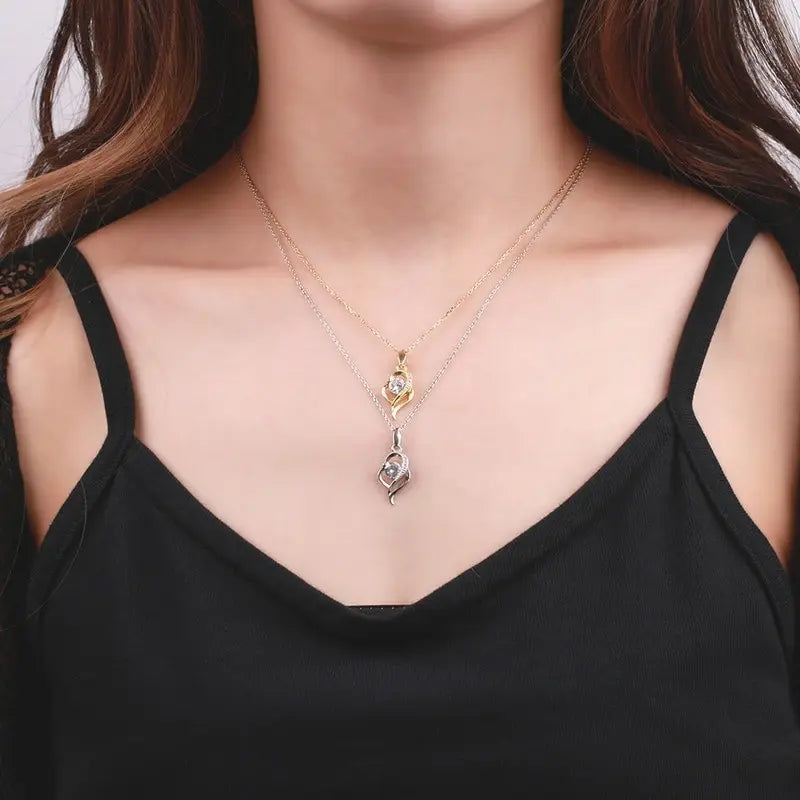 S925 ツイスト ハート ネックレス 金